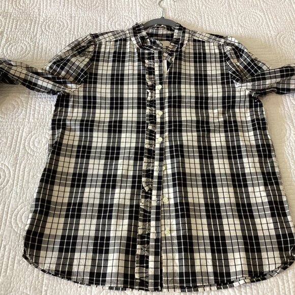 NWT LOFT Plaid Preppy Button Shirt Womens M Black White Casual Retro 90s Y2K - Picture 8 of 8